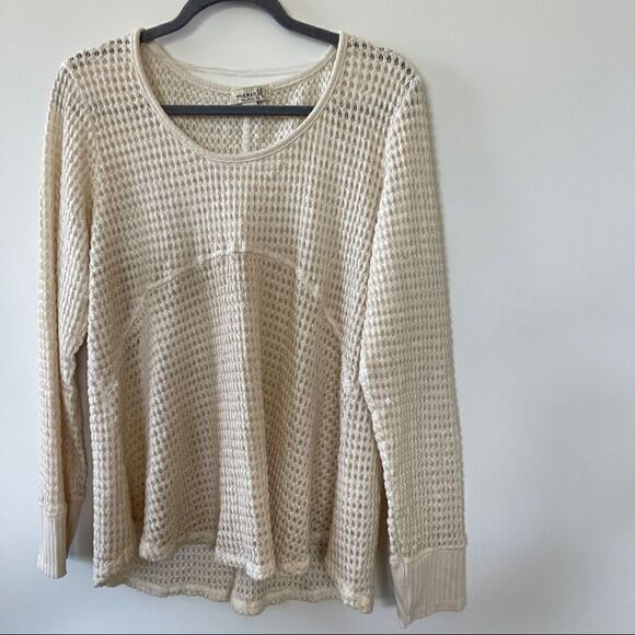 One World Cobble Knit Pullover Sweater Sand Semi-Sheer L - Picture 4 of 11